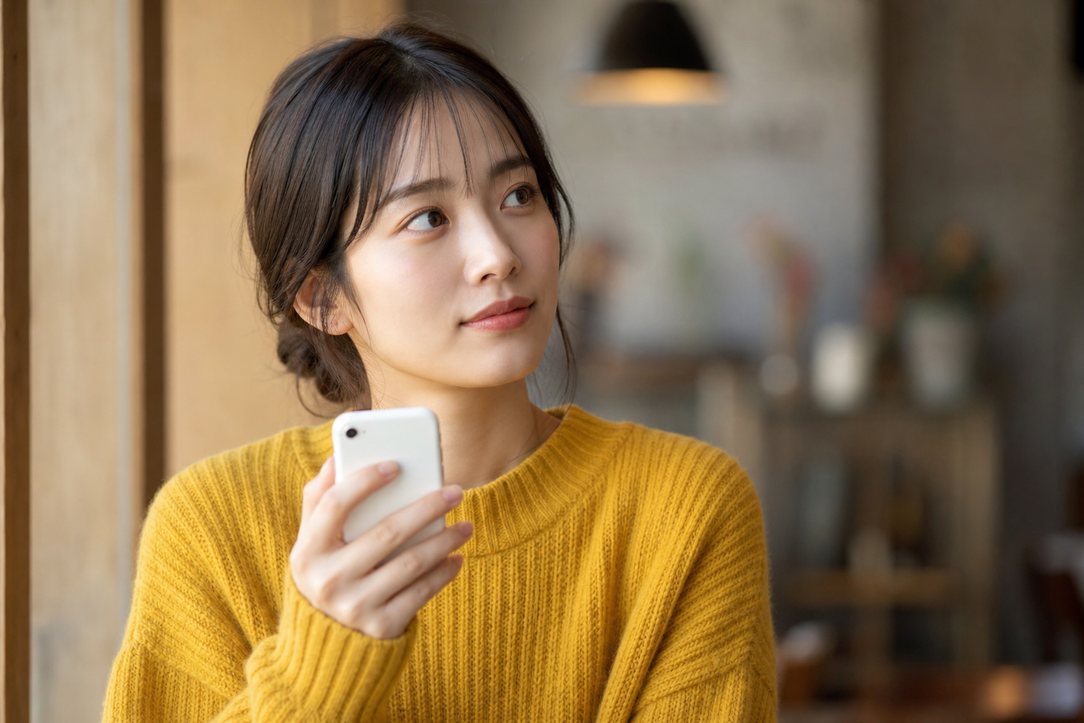 スマートフォンを持つ女性